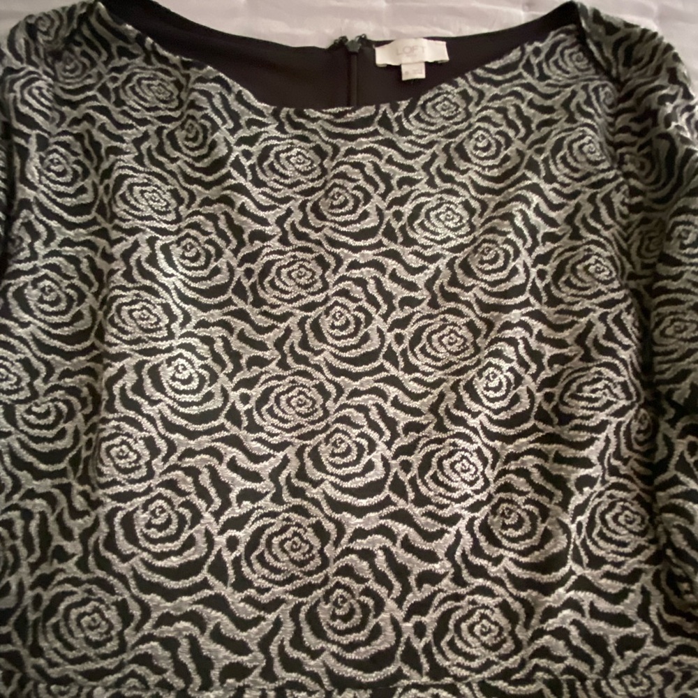 Loft Outlet Black Grey Flower Pattern Dress